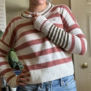 FRESHMAN 1996 size Small white striped pink & green sweater